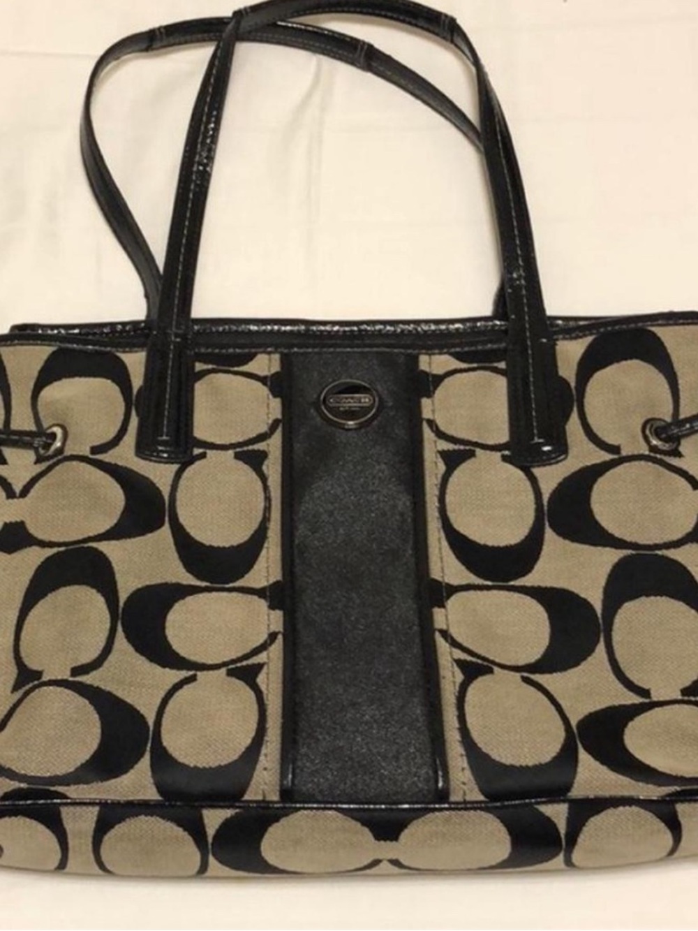 Canvas Tote Bag in Black and Beige